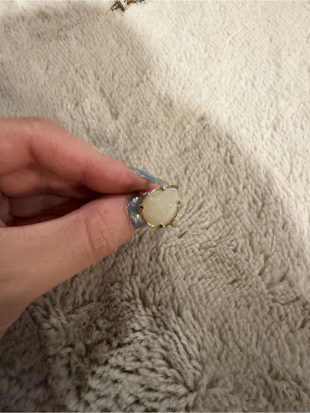 Kendra Scott Gold Teardrop Ring with White Druzy